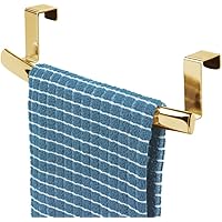 mDesign Steel Over Door Curved Towel Bar Storage, Hanger for Cabinet or Cupboard, Holder Rack for Kitchen, Bathroom - Holds H