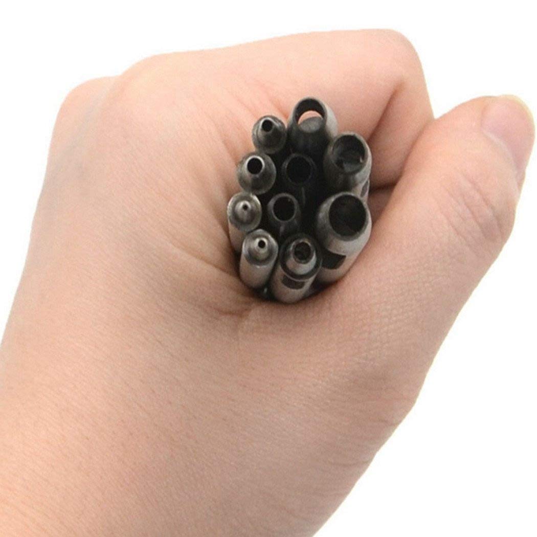 Steel Leather Punch Tool Kit, 10 Sizes (0.5-5.0mm) for Belt, Wallet, Bag, Crafting | Heavy-Duty Hole Puncher Set, Professional Leatherworking Tools for DIY & Repair