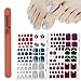 WOKOTO 12 Sheets Self-Adhesive Nail Polish Wraps for Toes and 1Pc Nail File, Shinny Solid Silver Stick On Nails Stickers Toe Nail Polish Strips for Women Girl Kids Toenails Strips
