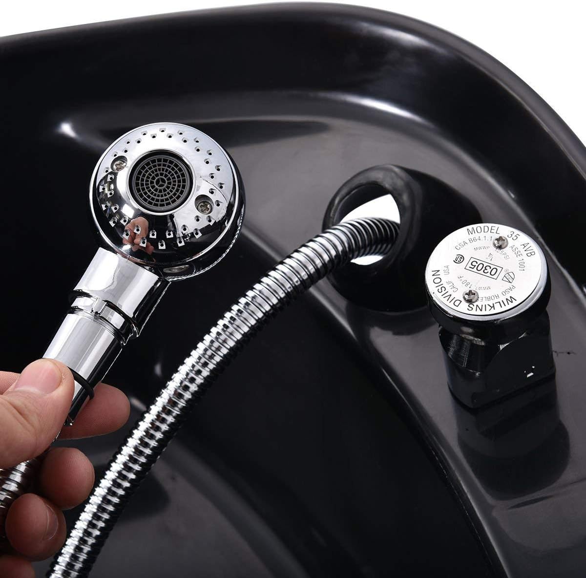 Ainfox Shampoo Barber Backwash Chair, ABS Plastic Shampoo Bowl Sink Chair for Spa Beauty Salon (Black): Home Improvement