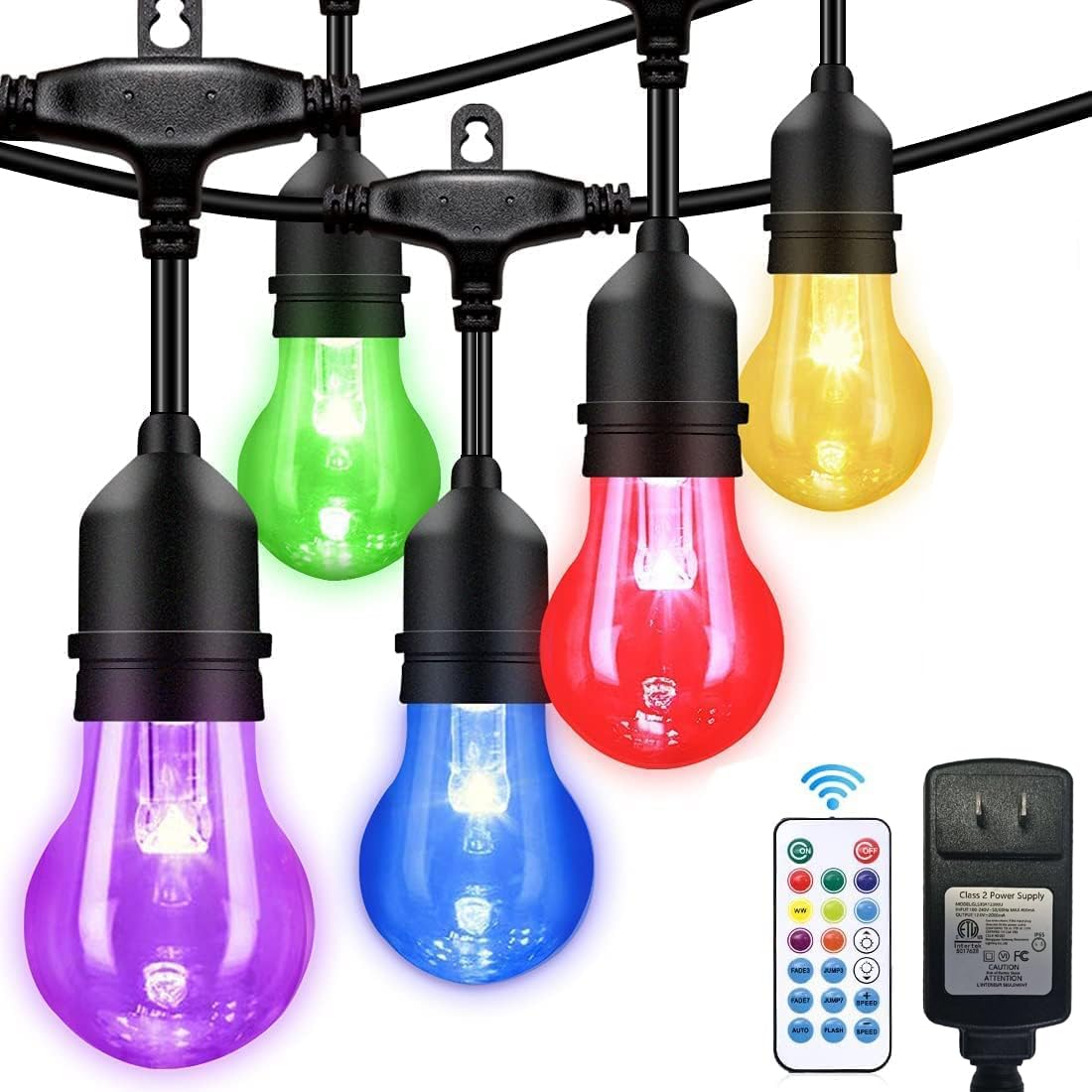Photo 1 of IPStank 144FT Outdoor String Lights with 45 RGB Color Changing E26 Bulbs - Dimmable Shatterproof Edison Patio Lights for Backyard,Solar Commercial LED Lighting with Remote Control.