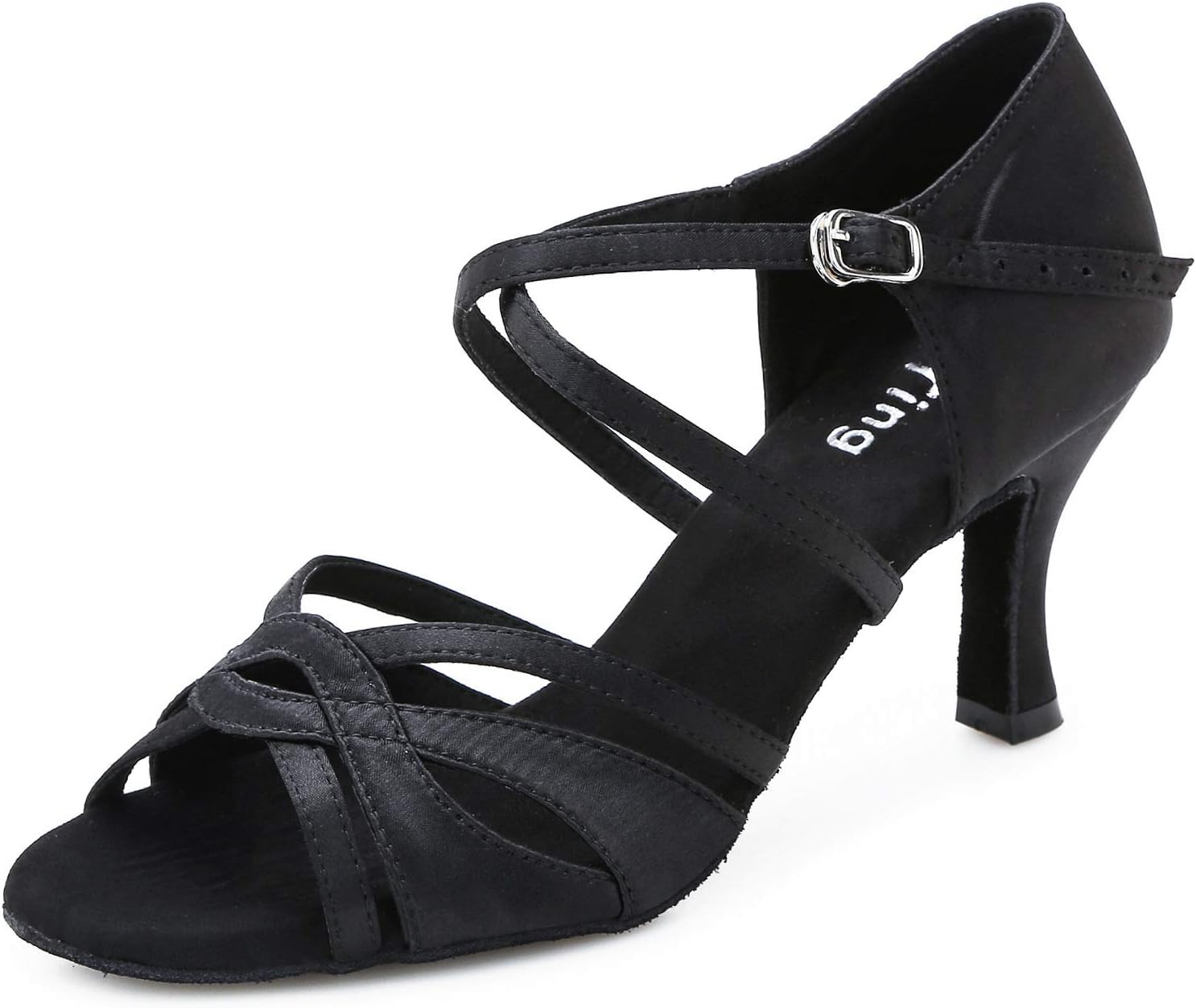 YYTing Women Ballroom Dance Shoes Latin Salsa Bachata Performance Dancing Shoes 3inch(6.5, Black)