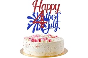 AROKIPPRY Happy 4th of July Cake Topper Firework Independence Day Cake Pick USA Patriotic Decorations for 4th of July Independence Day American National Theme Birthday Party Decorate