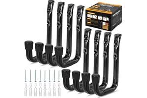 GURADESIGN 8-Pack Heavy Duty Garage Hook for Hanging 50 lbs, J Utility Hooks for Garage, Metal Wall Hooks Heavy Duty, Garage Hook for Hanging, Black