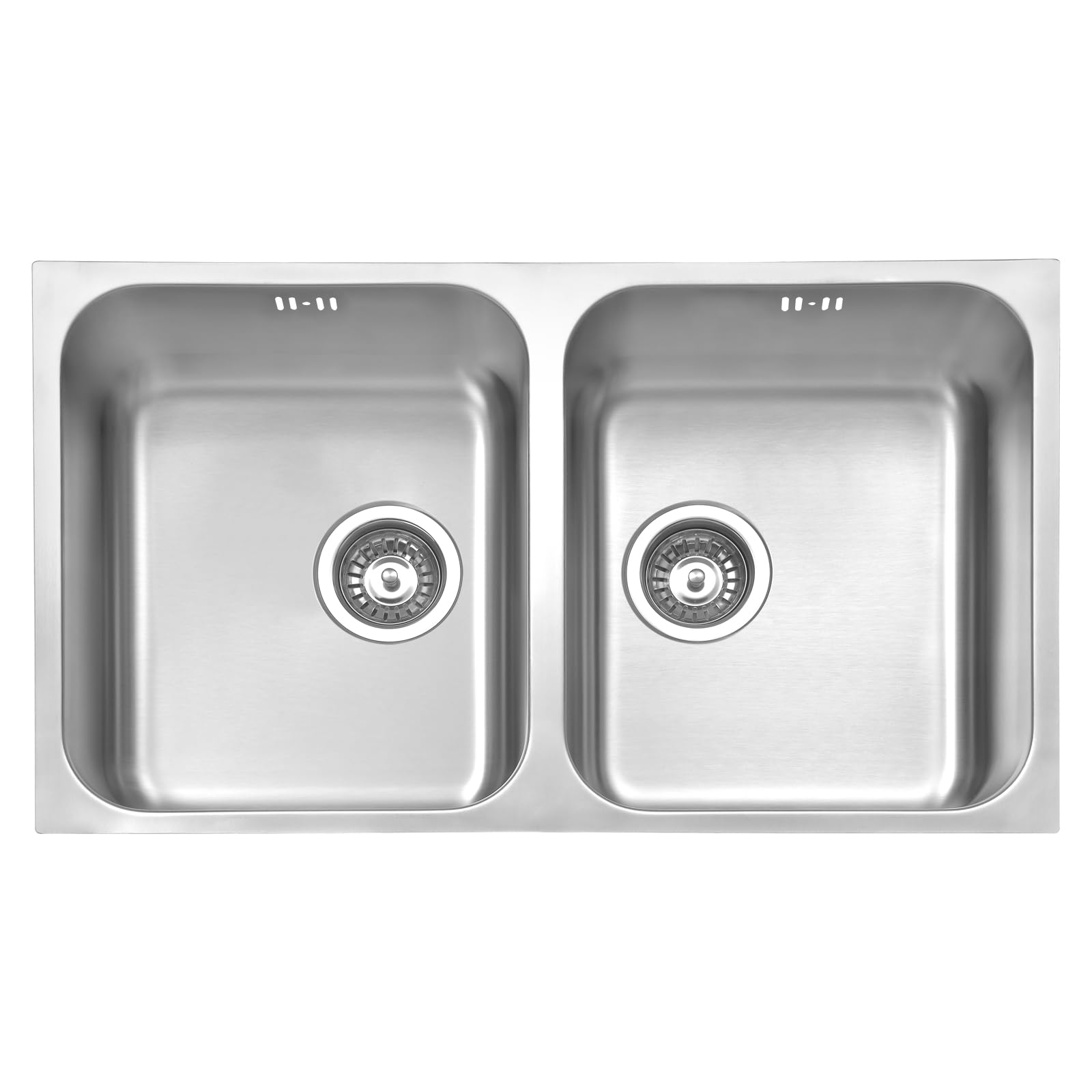 JASSFERRY Undermount Square Stainless Steel Kitchen Sink 2 Double Bowl with Waste Pipes, 750 X 440 mm