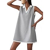 CHARTOU Women Causal Loose Fit Tennis Golf Mini Dress Summer Sleeveless Tunic Shirt Dress with Pockets