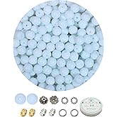 ZHFMLY 300PCS White Glass Beads Handcrafted 8mm Round Lampwork Smooth Loose Bracelet Beads for DIY Jewelry Making