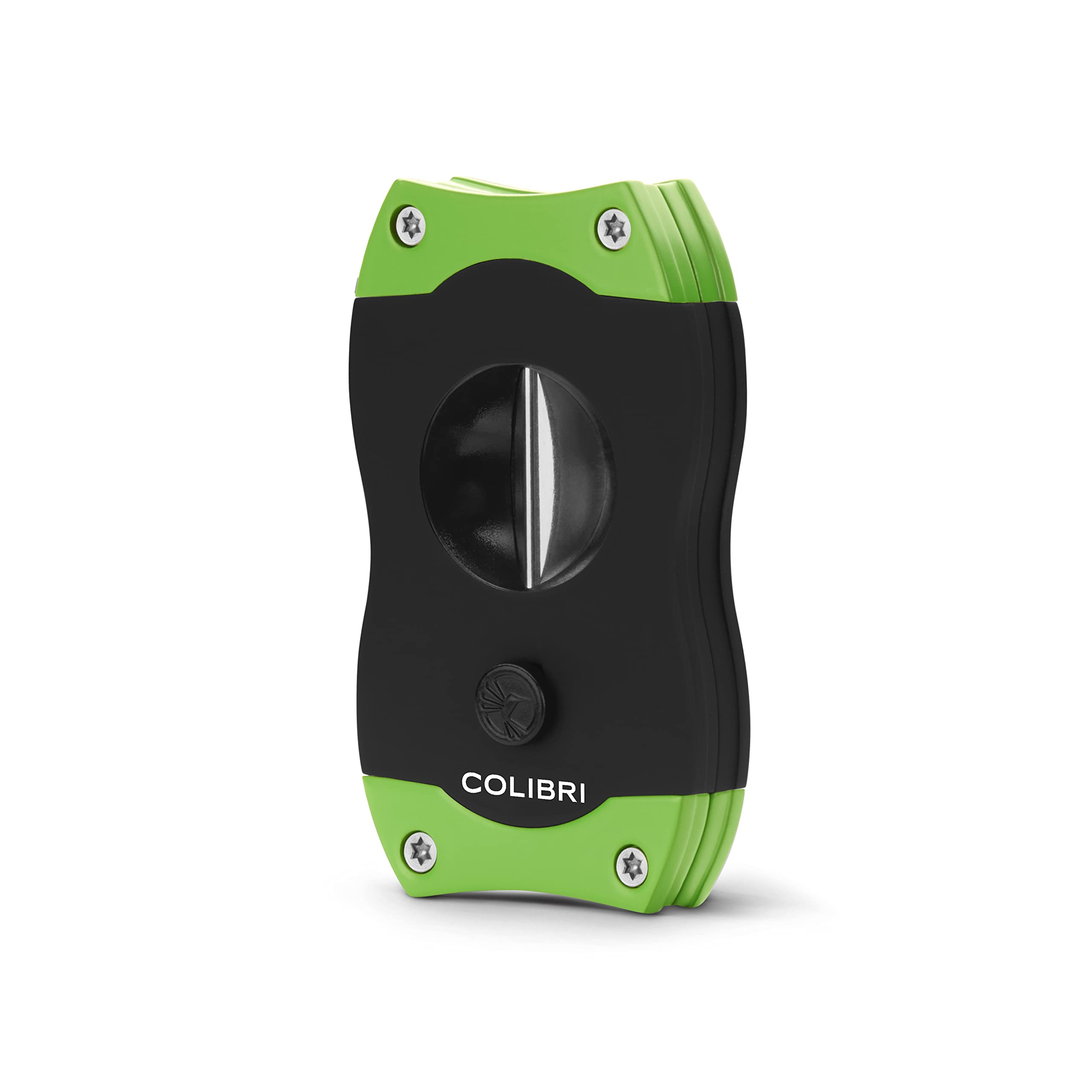 Colibri V-Cut Cigar Cutter| Black and Green Finish |Spring Loaded Release - Deep 7mm V Cut - Up-to 60+ Ring Gauge Cigars - Ergonomic Design