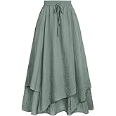 Scarlet Darkness Women Renaissance High Waist Skirt Double Layered Flowy Long Skirts
