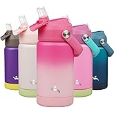 Konokyo Insulated Water Bottle with Straw Lid,12 oz Stainless Steel Vacuum Metal Bottle with Silicone Handle,Cherry Blossom