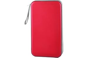 UYYE Red Plastic CD/DVD Case, 72 Capacity, Portable, Lightweight, Easy to Carry