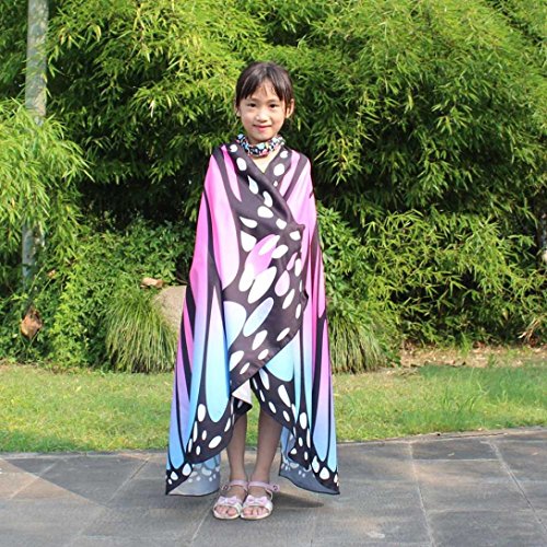 Monarch Butterfly Wings,Kemilove Prop Soft Fabric Butterfly Wings Shawl Fairy Ladies Nymph Pixie Costume Accessory (Kid,136108CM, Pink) - Thumbnail 6
