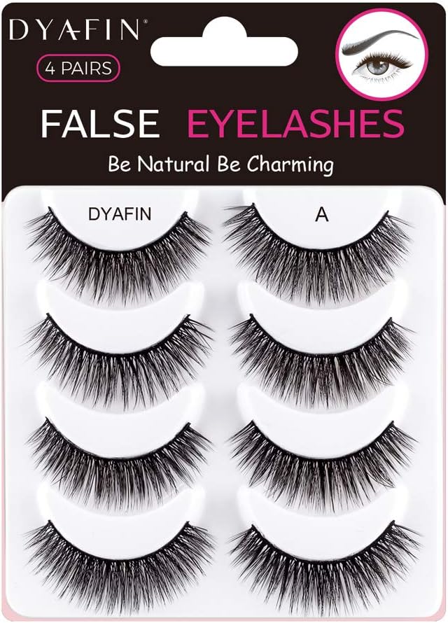 DYAFIN 3D Mink False Eyelashes Handmade Reusable Lightweight Soft Professional False Lashes Full Cover Black Band No Glue Fake Eyelashes