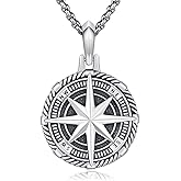 YEESIA Compass Necklace 925 Sterling Silver Locket Compass Pendant Custom Locket Necklace with Photo Mens Pendant Picture Photo Jewelry for Men Women