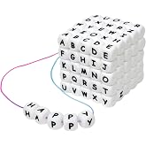 130 Pcs Silicone Letter Beads A-Z Alphabet 12mm Square Beads | Square Silicone Beads For DIY Friendship Bracelets, Necklaces, Keychains, Jewelry Making Supplies