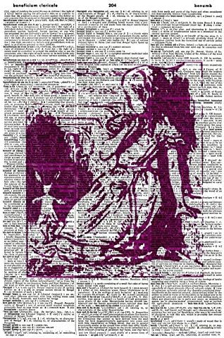 Purple 'Alice in The Tunnel' ART PRINT - ALICE IN WONDERLAND ART PRINT - Vintage Dictionary Art Print - BOOK ART PRINT - NURSERY ART PRINT - WALL ART - Illustration - Children's Art Print 596D