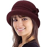 Women Winter Knit 1920s Vintage Bucket Bowler Hat Round Brim Warm Hat