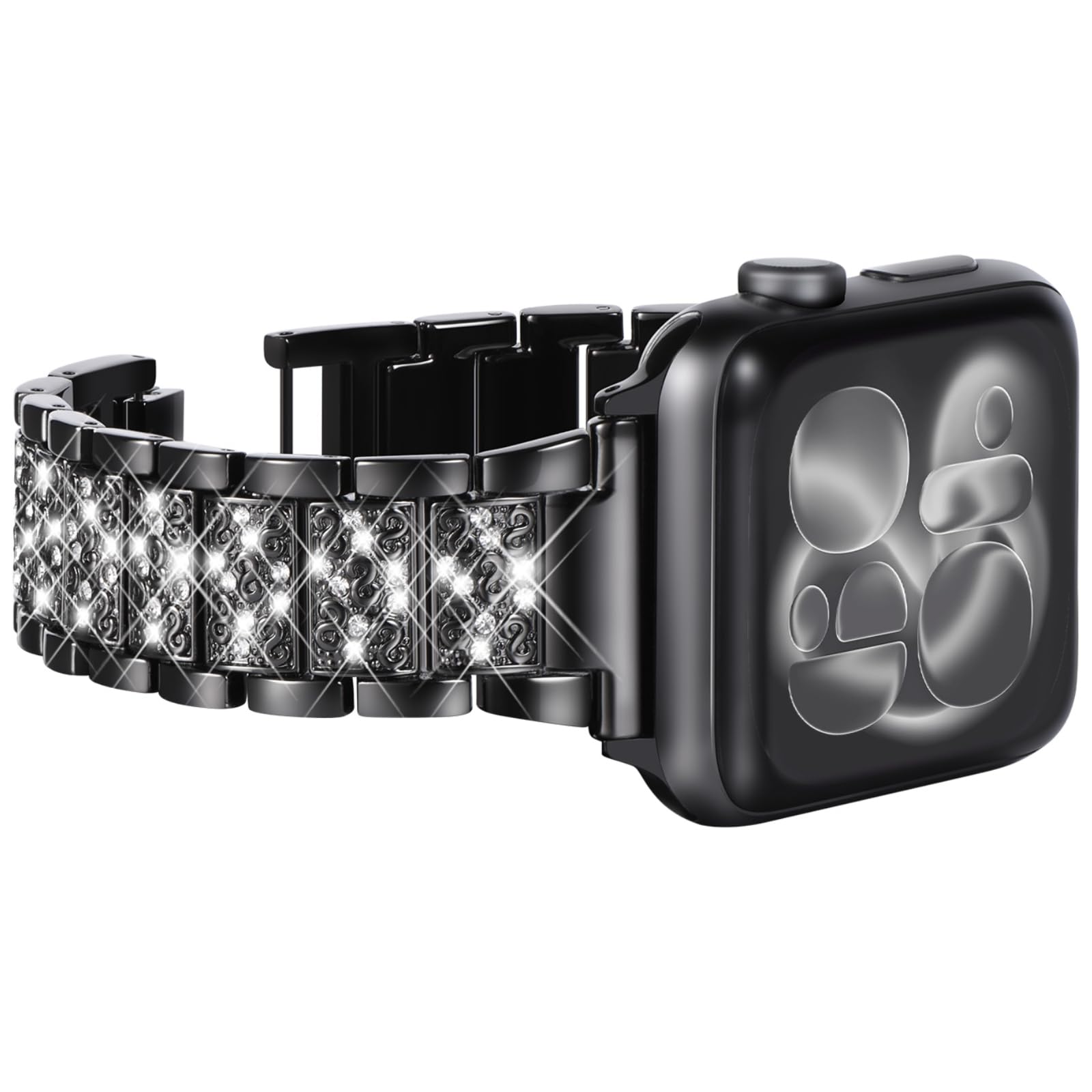 WINGLE 38mm 40mm 41mm 42mm(Series 11 10) Compatible with Apple Watch Straps, Women Bling Diamond Rhinestone Bracelet Replacement Band for Apple Watch Strap SE Series 11 10 9 8 7 6 5 4 3 2 1,Black