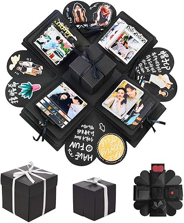 Noir Enshant Coffret Cadeau Surprise Explosion Gift Box Creative Surprise Explosion Boite Main Diy Boite Album Photo Pour Anniversaire Fete Noel Albums Photo Decoration De La Maison