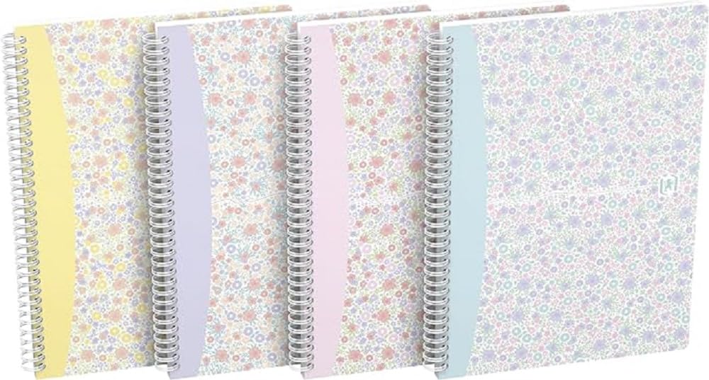 Oxford Spiral Notebook B5 Floral Squared 120 Pages Soft Cover 4 Designs (Pack of 5)