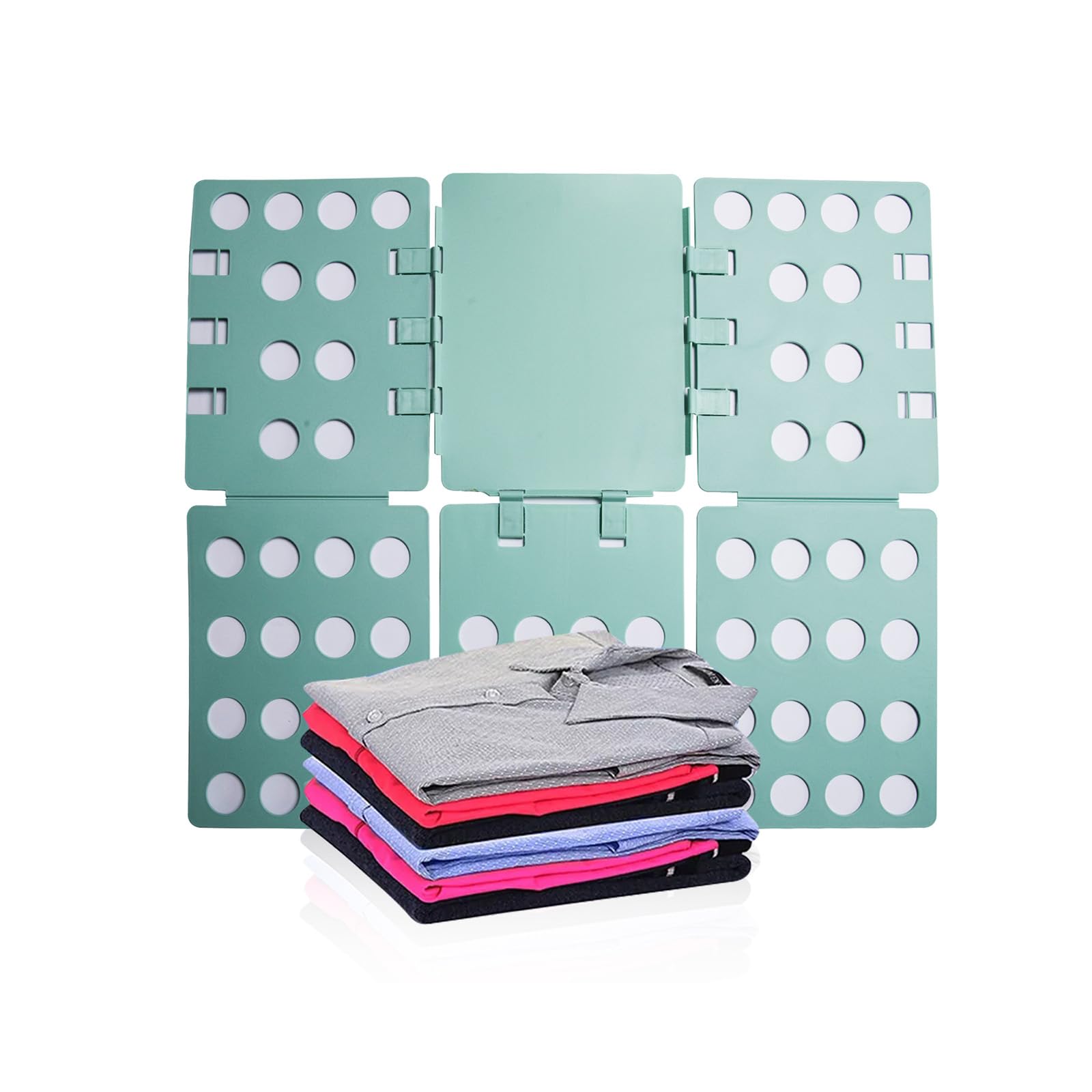 Photo 1 of GYE T Shirt Folding Board T Shirt Clothes Folder Laundry Organizer Durable Tool Plastic Easy and Fast Folding Board for Kid Children and Adult to Fold Clothes (Green)