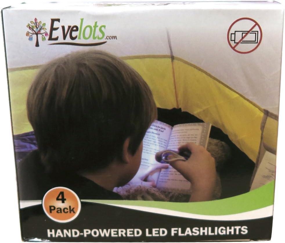 Evelots Hand Crank Flashlight-Camping-Home-Car-No Battery-LED Bright Light-Set/4 - - 