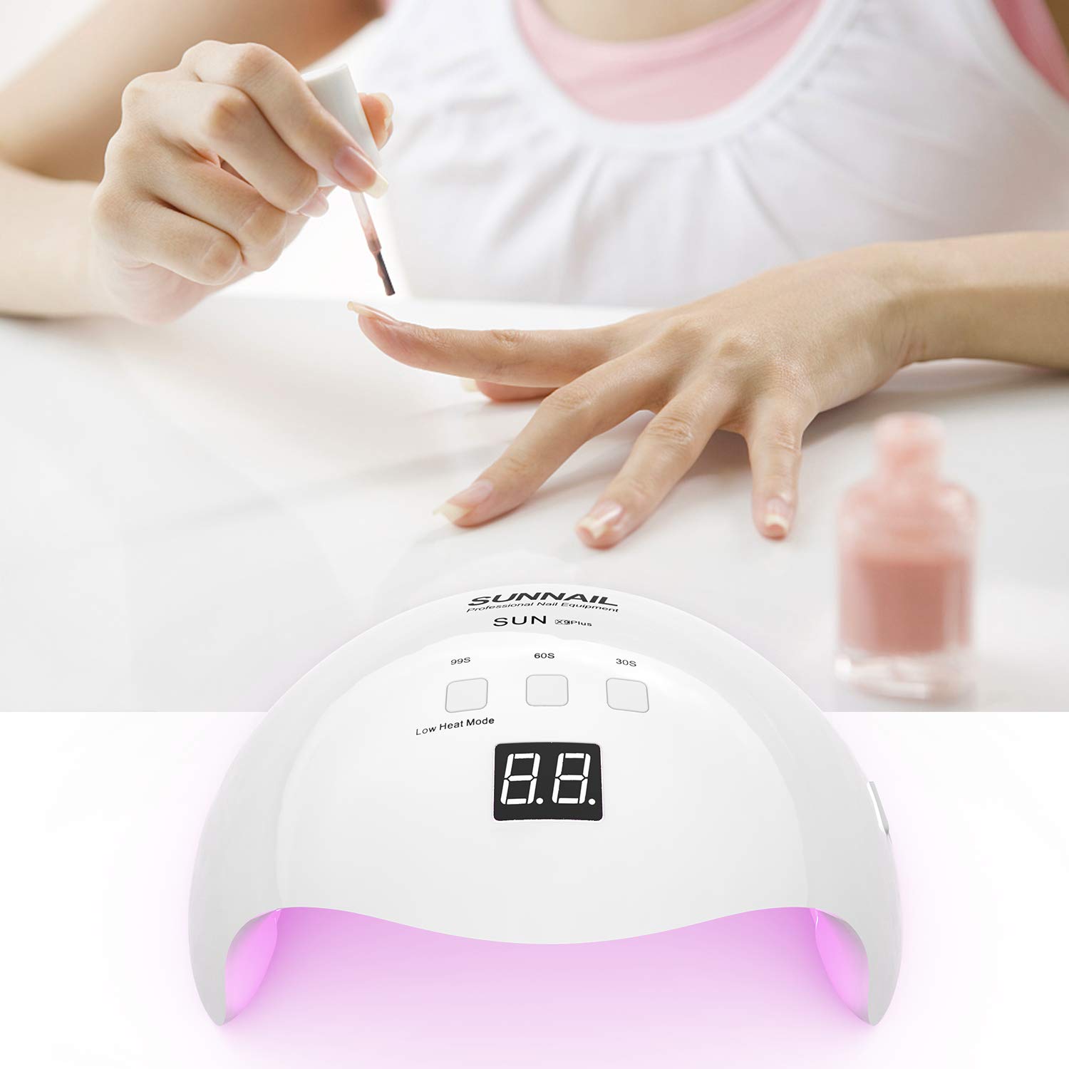 40W UV LED Nail Lamp, Fast Curing Gel Nail Dryer with 3 Timer Settings, Count Down LCD Display, Auto On/Off for Salons and Home, White