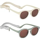 HXS 2 Pack Toddler Sunglasses Polarized with Strap for 0-24 Months/2-4 Years Kids, Girls Boys Baby Glasses UV Protection