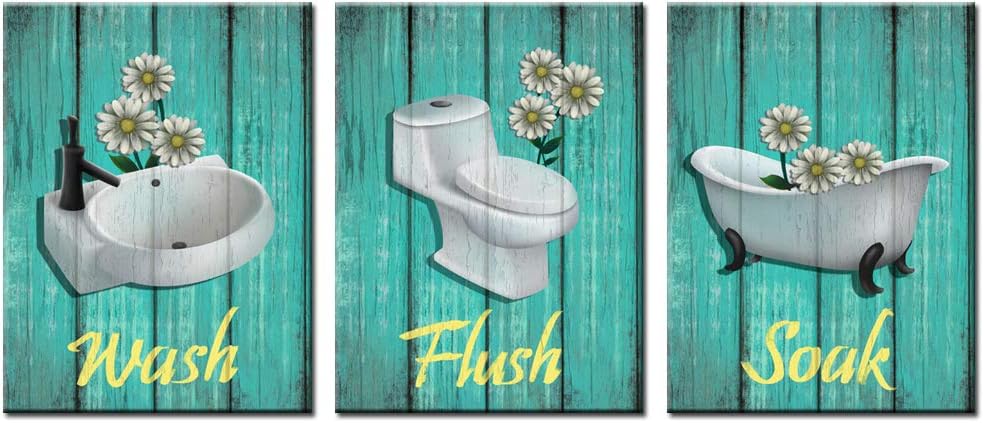 Amazon.com: sechars - 3 Piece Bathroom Quote Wall Art Painting Daisy