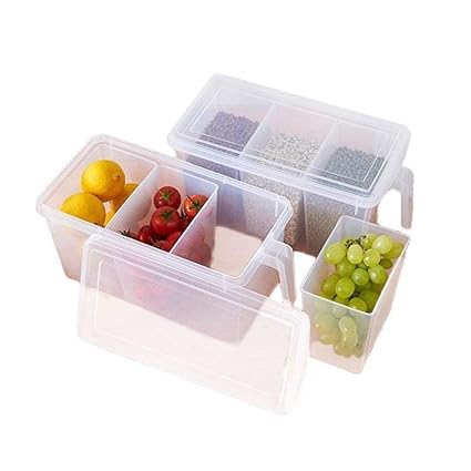 Samplus Mall Pack of 1 Refrigerator Organizer Container Square Handle Food Storage