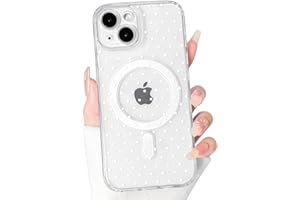 NITITOP Compatible with iPhone 14 Case Cute Clear Magnetic Compatible with MagSafe Vintage Polka Dot for Women Girls Men Boys