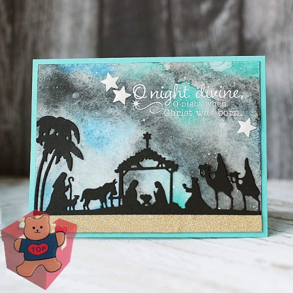 Nativity Cutting Dies for Card Making，Nativity Cutting Dies Cut Stencils for DIY Scrapbooking Photo Album Decorative Embossing Paper Dies for Card Making Templated+Cute Brooch Pin