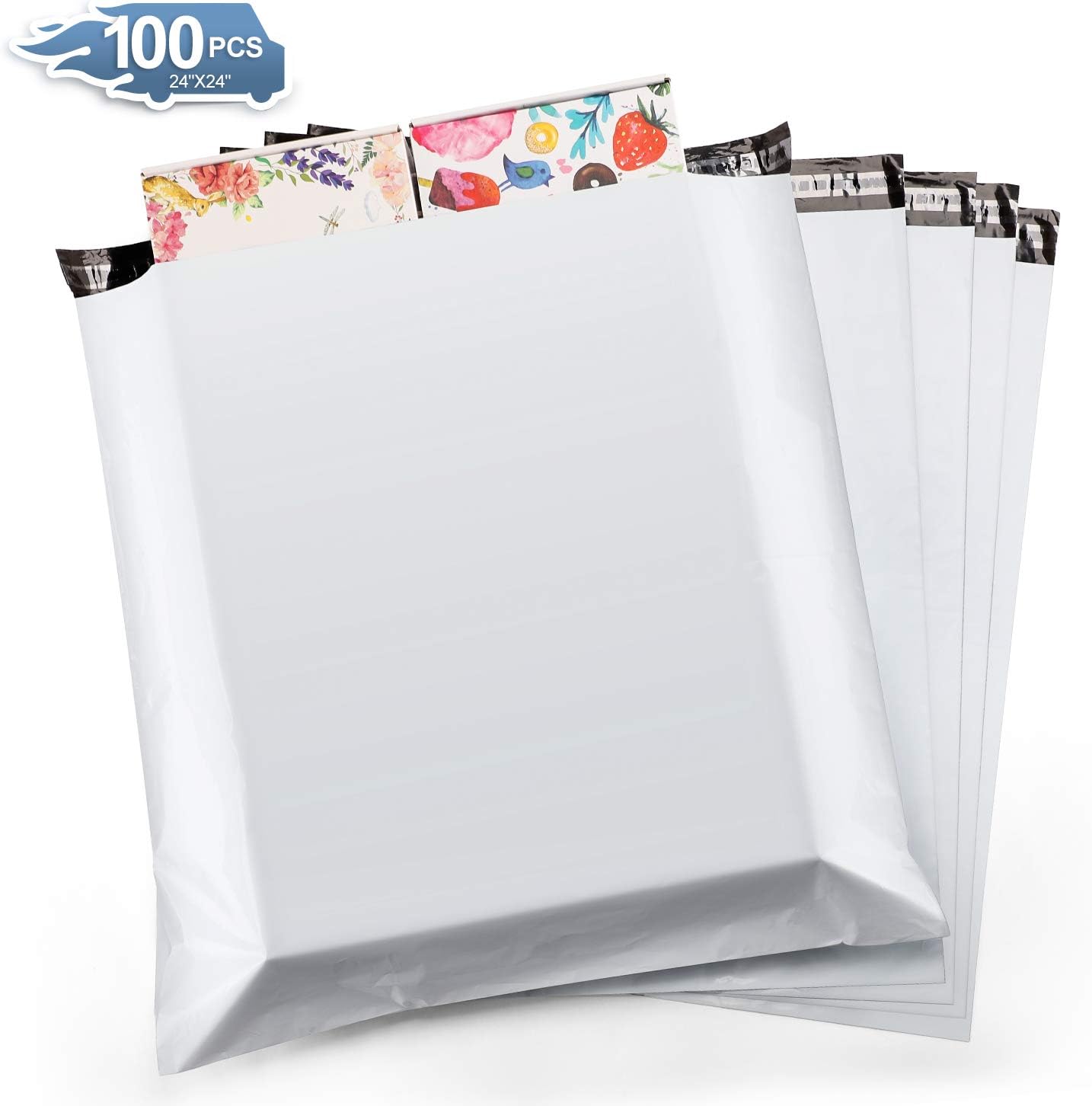 Metronic 100 pack 24x24 Shipping Bags White Poly Mailer with Self Adhesive, Waterproof and Tear-proof Postal Bags large mailing bags : Office Products