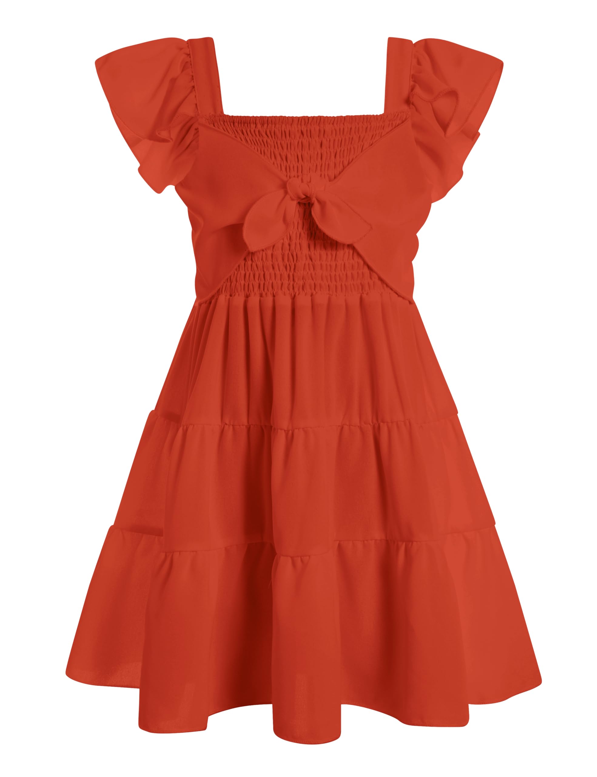 Photo 1 of Ahegao Girls Dresses Orange Size 6 Kids Twirling Ruffled Flutter Holiday Dressing for 5t Little Girl Formal Clothes Summer Sunny Fashion Party Child Dress Skirt Fancy