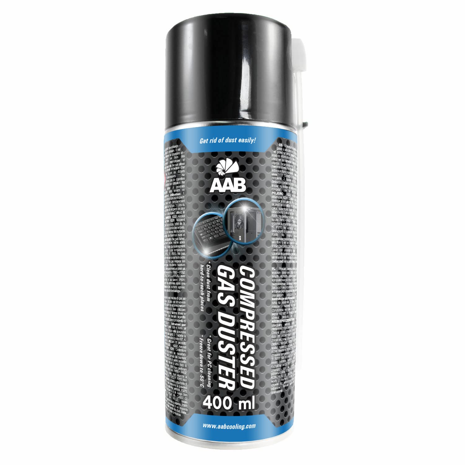 AABCOOLING Compressed Gas Duster 400ml - Compressed Air for Cleaning Computer, Keyboard, and Other Office Equipment, Laptop Cleaner, PC Cleaning Kit, Air Duster, Can of Air, Aerosol Duster, Canned Air