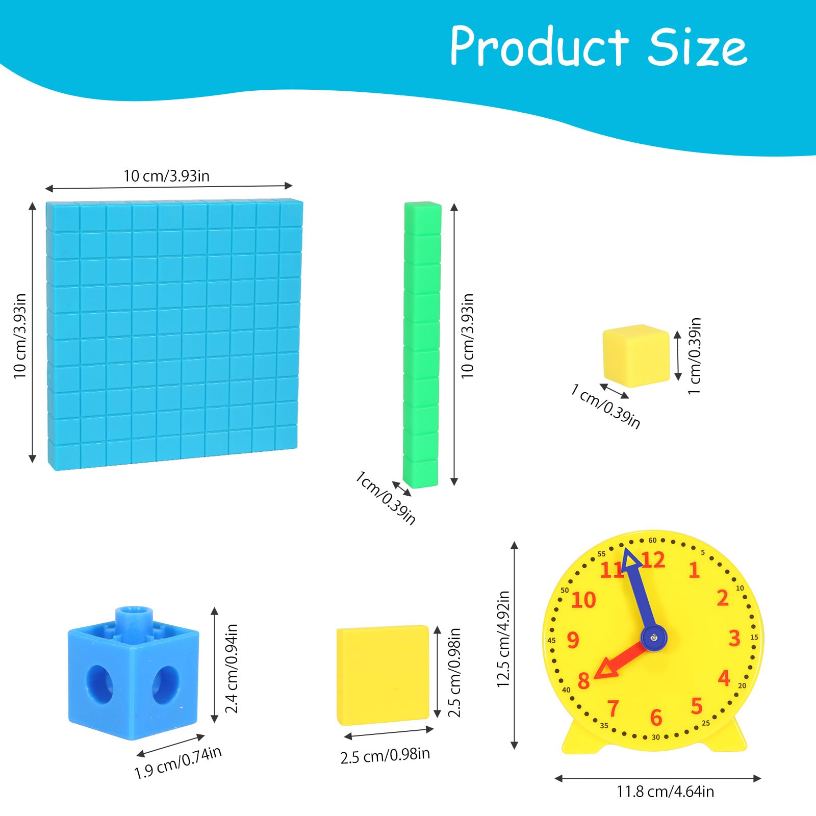 TOMMYHOME Essential Preschool Kindergarten Learning Set, Collection of Clocks, Cubes, Blocks Stacking Toys for Boys&Girls Aged 3 4 5 6 Years.