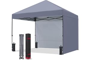 COOSHADE Pop Up Canopy Tent 10x10 with 2 Sidewalls, Outdoor Shade Instant Canopy Tents(Grey)
