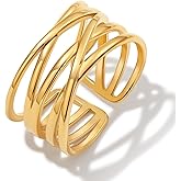 BENIQUE 18K Gold Stacking Rings for Women, Dainty Slim Gold Plated Stainless Steel Non-Tarnish Waterproof Stackable Band Jewelry Size 4-11