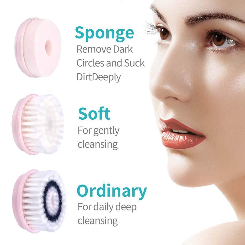 Face Brush Facial Brush Rechargeable Rotating Waterproof Cleansing Brush Set Ubbetter NEW style 2 Speeds With 3 Brush Heads Blackhead Remover Exfoliating Massage: Beauty