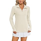 LOMON Women Long Sleeve Shirts Sun Protection 1/4 Zip Summer Quick Dry Hiking Shirts Quarter Zip Pullover for Women