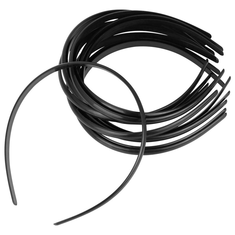 CODIRATO 12 PCS Plastic Headband No Teeth Hair Bands DIY Hair Accessories for Women Girls Men (Black)