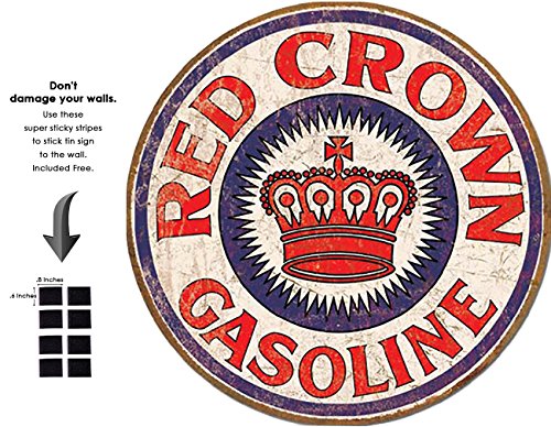 Shop72 - Red Crown Gas Tin Signs Retro Vintage Gas Tin Sign n Oil Tin Sign Wall Decor Garage -