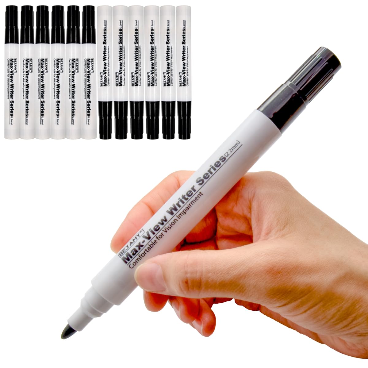 Photo 1 of ( Tip-2.2mm, Black Water-Based ink, PACK of 12) Max-View Writer Bold Writing Pen, Low Vision Assistive Writing Tool for Visual Impairment,Odorless,Non-Toxic,No Oil,Alcohol Free