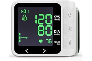 PEAKME Blood Pressure Monitor Wrist for Home Use Digital Automatic Cuff Blood Pressure Machine Large Screen Backlight Display 2x99 Memory Adjustable Cuff Blood Pressure Machine Storage Bag, Medium