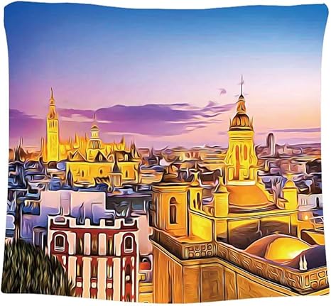 Amazon Co Jp 抽象アート スペインの街並み古い地中海観光歴史的ノスタルジックなプリント おしゃれな壁掛け インテリア ファブリック装飾用品 モダンなアート 多機能 模様替え 部屋 窓カーテン 個性ギフト 新居祝い 0ｘ150cm ホーム キッチン