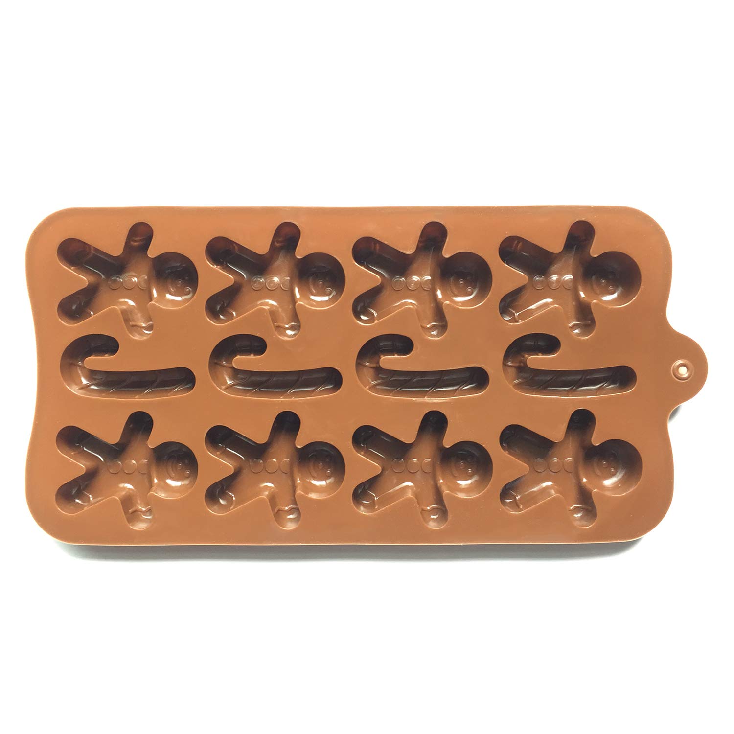 2pcs Christmas Silicone Molds for Baking Jelly Soap, Candy Cane, Gingerbread Men Chocolate Candy Mold (2 Shapes)