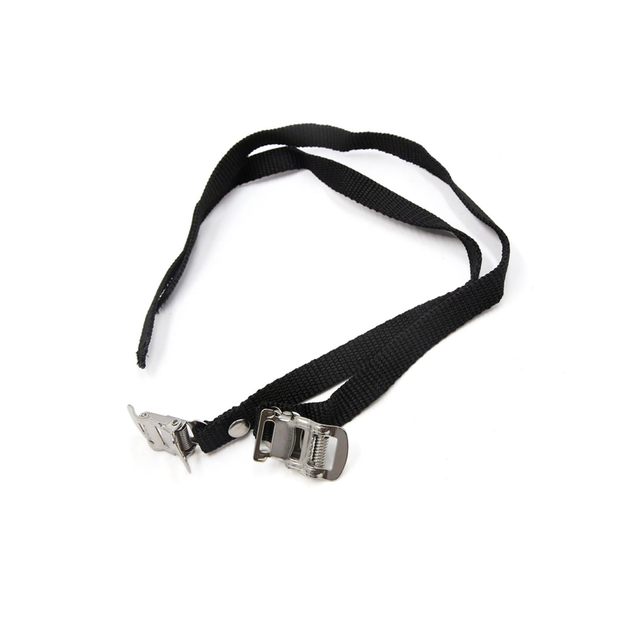 Partuto 2pcs Black Silver Tone Pedal Toe Clip Belt Foot Straps for Bike Replacement