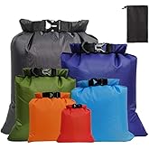 Pimoys 6 Pack Waterproof Dry Bags, Lightweight Outdoor Dry Sacks Ultimate Dry Bags for Kayaking Rafting Boating Camping (1.5L, 2.5L, 3L, 3.5L, 5L, 8L)