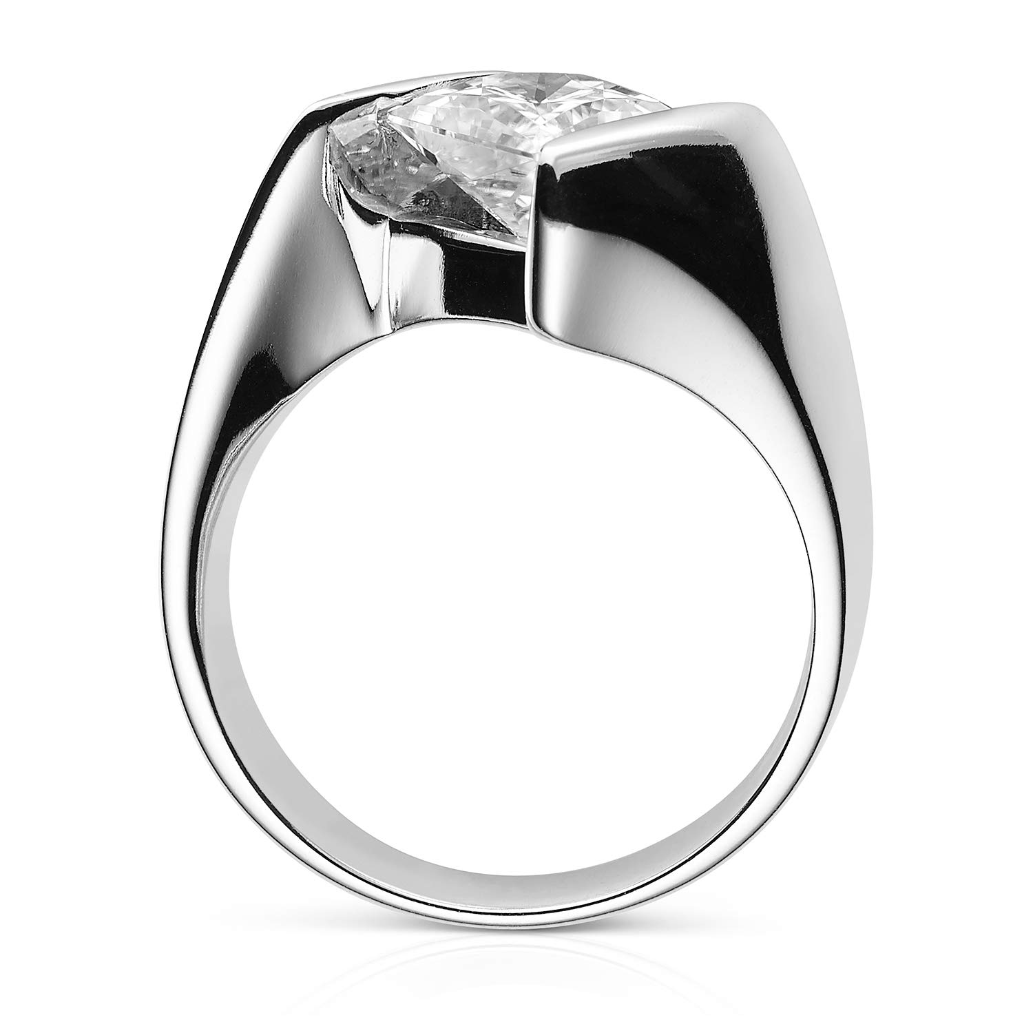 Forever One Square 6.5mm Moissanite Bypass Ring-size 6, 1.70ct DEW (G-