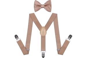 CHIYU-YANG Suspenders Bow Tie for Boys and Girls Strong Metal Clips Adjustable Design Elastic Suspender Classic Accessory Set